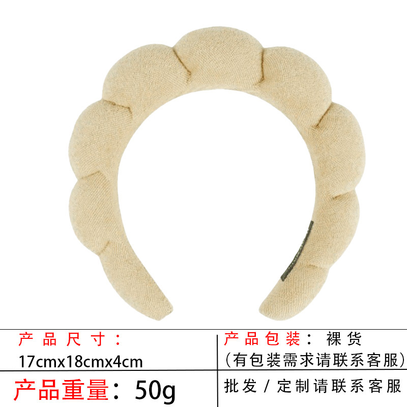 跨境海绵云朵发箍批发高颅顶高级感毛巾布麻花女士洗脸手腕带头箍|undefined