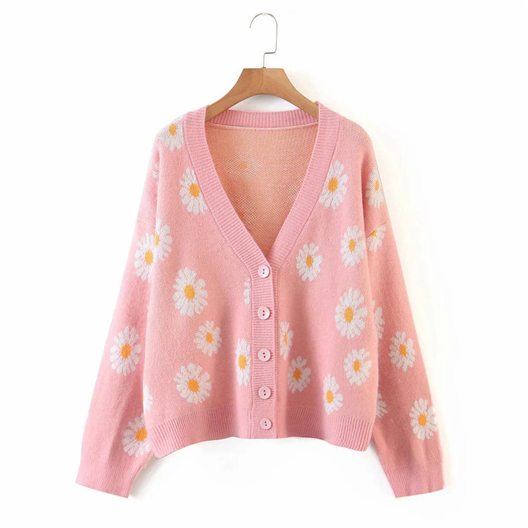 Women's Sweater Long Sleeve Sweaters & Cardigans Printing Casual Daisy display picture 3