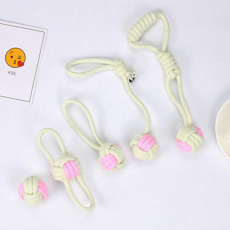 Japón y Corea del Sur juguetes para mascotas juguetes molares para perros bolas de cuerda de algodón macarons color nudo juguetes para mascotas en stock