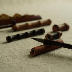 Chinese-style bamboo whisk broom retro pen mountain creative bamboo pen stand, calligraphy brush rest, stationery culture and art, antique-style decorative item, wholesale