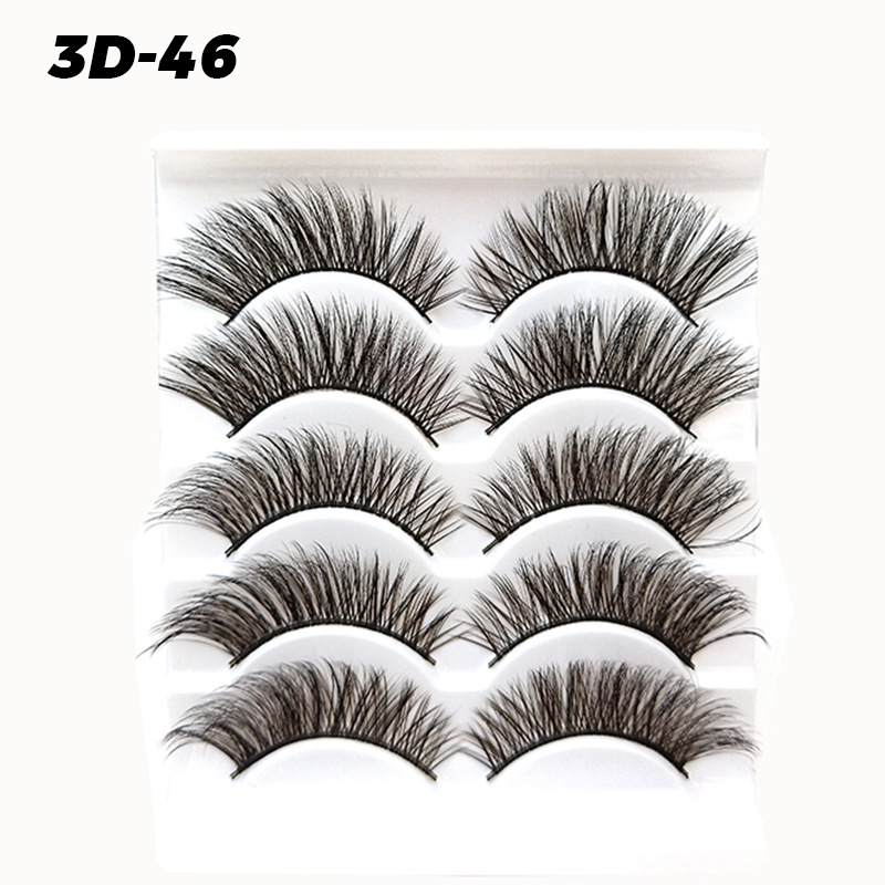 DINGSEN pestañas postizas de fábrica al por mayor 3D pestañas tridimensionales 5 pares Paquete de pestañas tres más de D-46 estilos