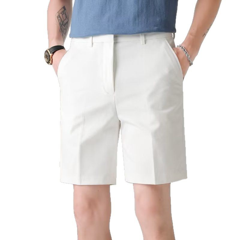 Pantalones cortos de traje Pantalones de cinco puntos con hebilla interior de autocultivo de negocios de lujo ligero para hombres Pantalones verticales pantalones pantalones de verano comercio exterior transfronterizo al por mayor image 6