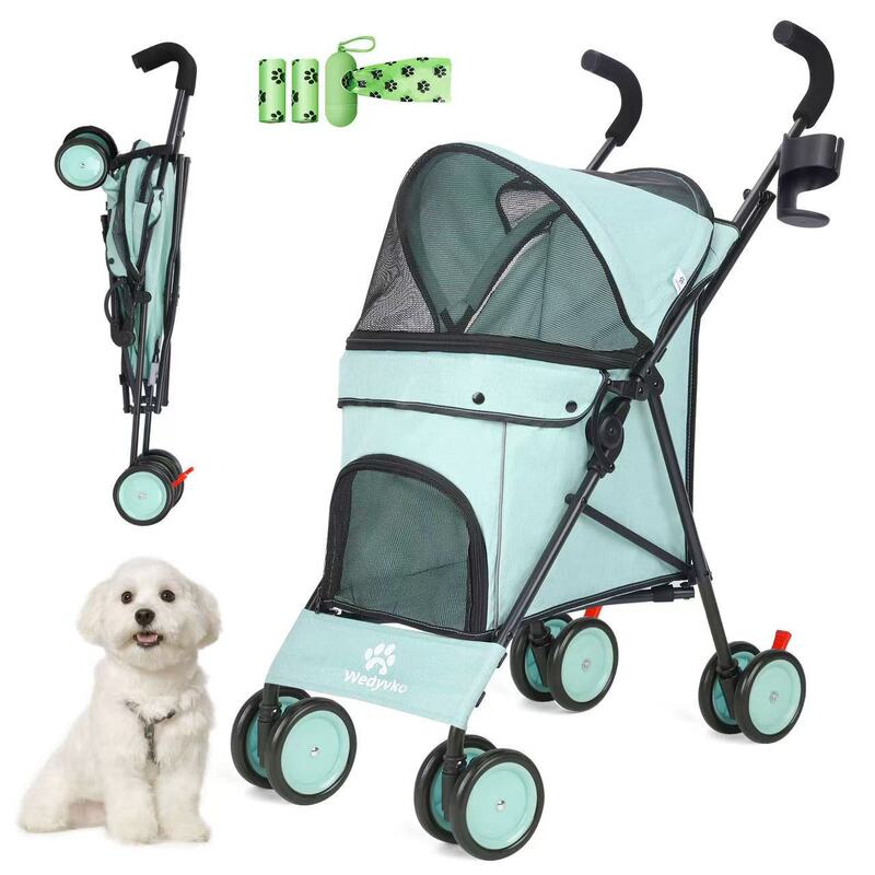 Pet stroller for small and medium-sized dogs, Corgi, Teddy, lightweight, one-click foldable, for dogs and cats going out