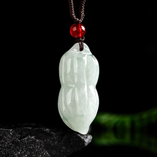 Natural Burmese A-Grade Jadeite Good Things Happen Peanut Pendant Jadeite Hanging Ornament Flower Piece Women's Jade Pendant Waxy Type Wholesale