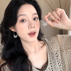 民族風扇形流蘇イヤリング復古気質高級感ボヘミアンピアス新中国式国風イヤリングアクセサリー