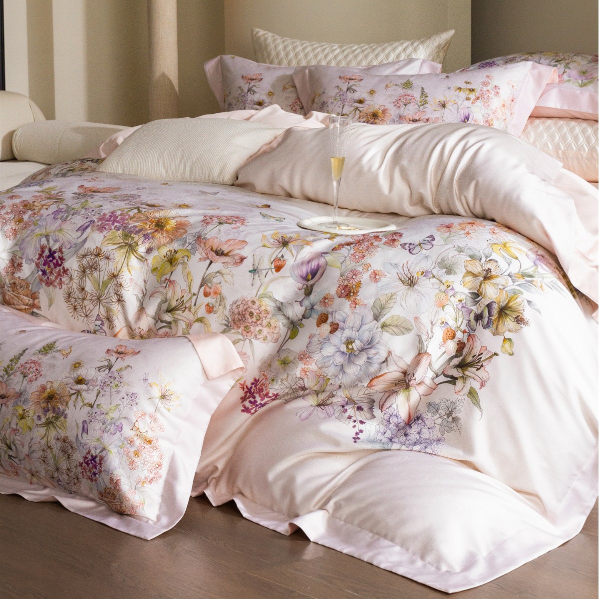 French Pastoral Style Digital Printing Super Soft Bedding Bedding Pure Cotton Long-Staple Cotton Four-Piece Set Home Textile Paris Fashion