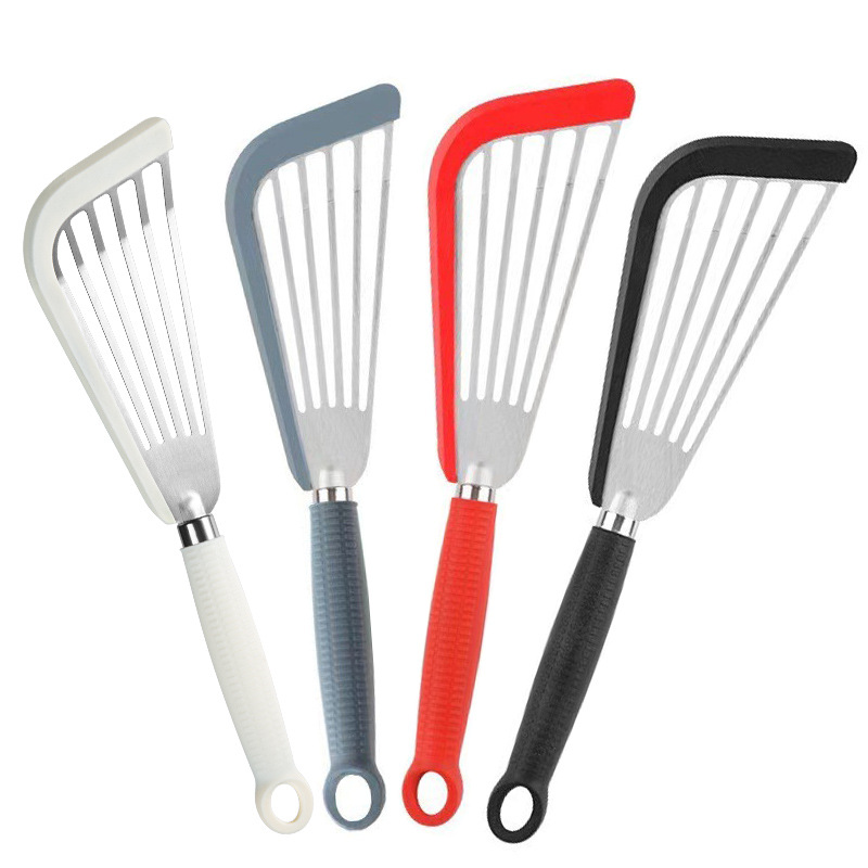 Silicone Stainless Steel Fish Fryer Heat Resistant Nonstick Skewer Kitchen Household Butterfly Shovel Multi-functional Strainer 