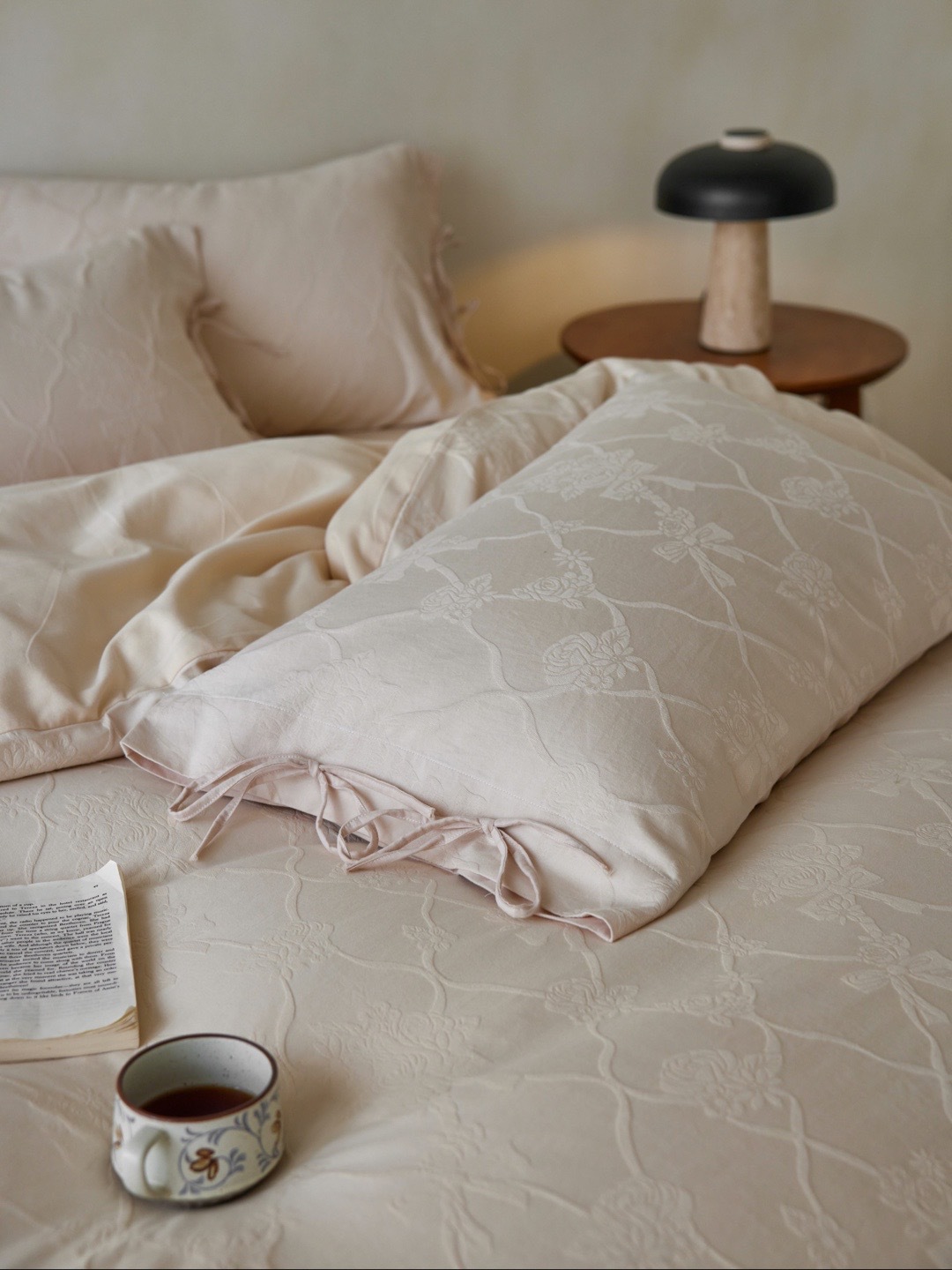 Parure de lit en coton jacquard style scandinave housse couette_voghion.com