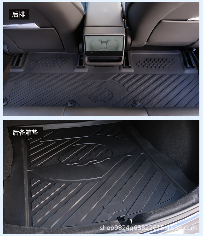 Custom-made eco-friendly and wear-resistant TPE injection-molded floor mats for all Tesla models, full-coverage non-slip car floor mats