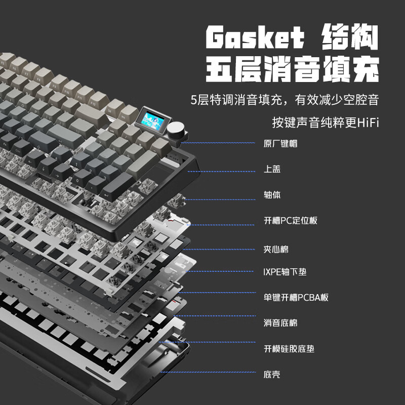 Teclado mecánico de tres modos RK99Pro Gasket personalizado en caliente enchufe lateral grabado pantalla de color TFT98