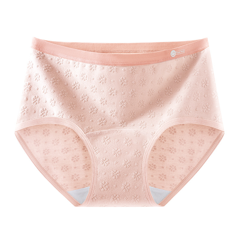 2024 nuevo estilo de algodón puro 7A, entrepierna de algodón inhibitoria y alargada, jacquard de cintura media de grado médico, ropa interior de mujer transpirable y sin costuras