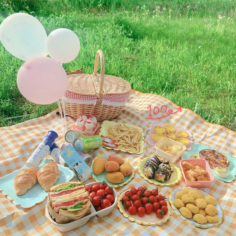 Picnic basket handmade woven basket rattan basket gift shopping basket handle vegetable basket storage rattan egg basket