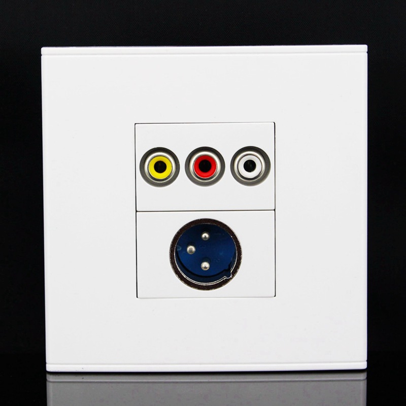 免焊接 音频麦克风卡侬插座面板 86型卡农红黄白音视频多媒体插座