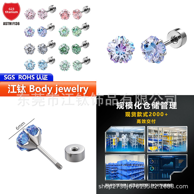 Pointed titanium steel lip stud product view