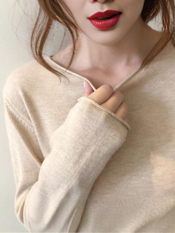针织衫女内搭高级感打底衫2025春秋新款上衣长袖宽松圆领早秋毛衣|undefined