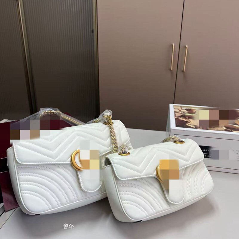 2024 New Women's Bag Gujia Gg Wave Pattern Marmont Bag Genuine Leather Chain Crossbody Bag 446744