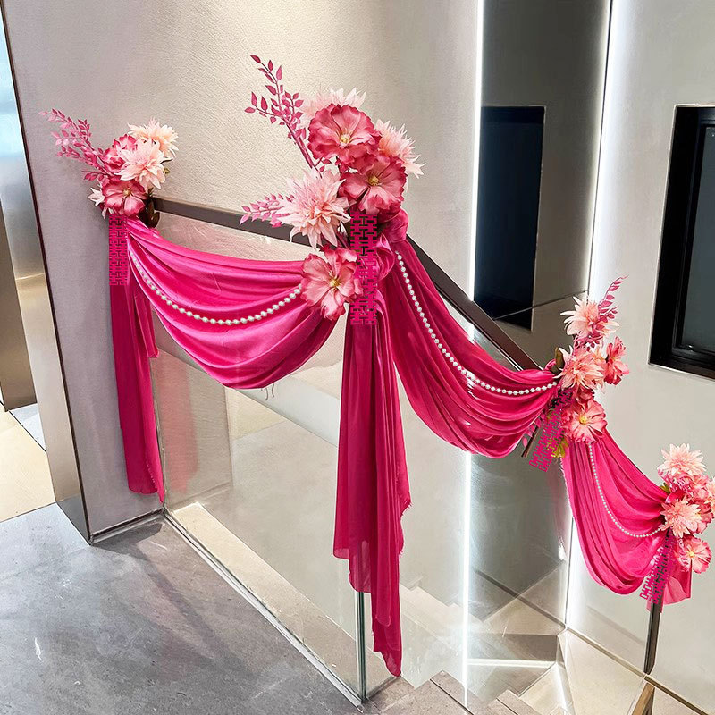 Decoración de la casa de bodas cortina cortina de fondo prop telón de techo cortina de techo hielo seda escalera pasamanos decoración