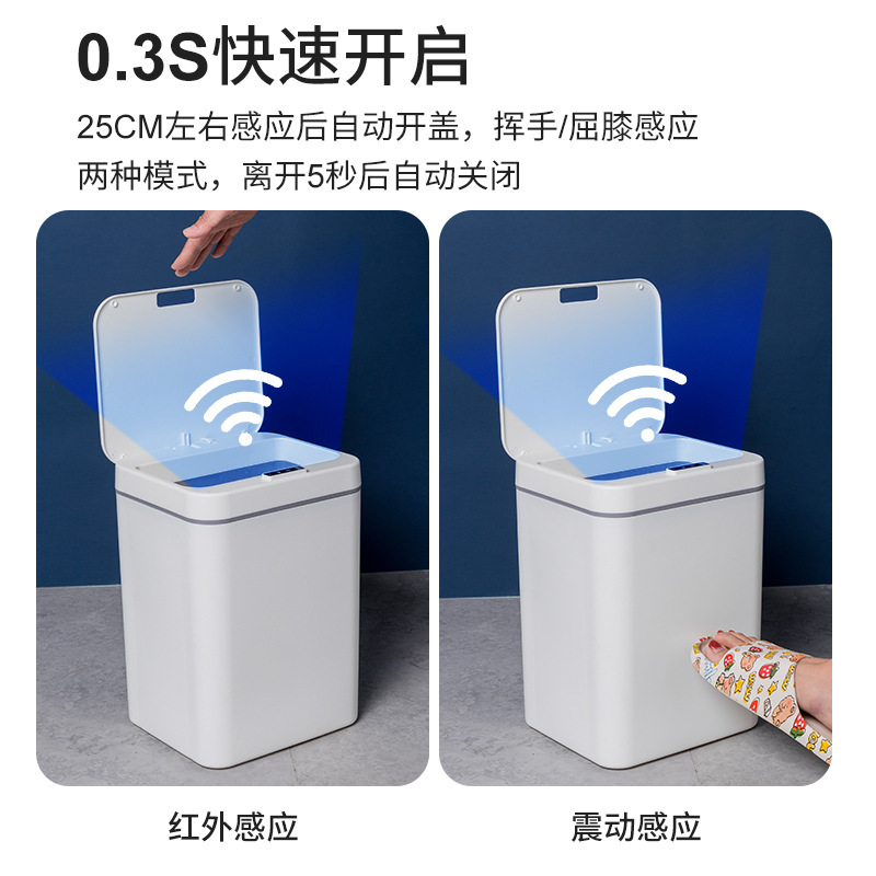 触らないでスマートに蓋を開けてゴミ箱を自動的に梱包します。|undefined