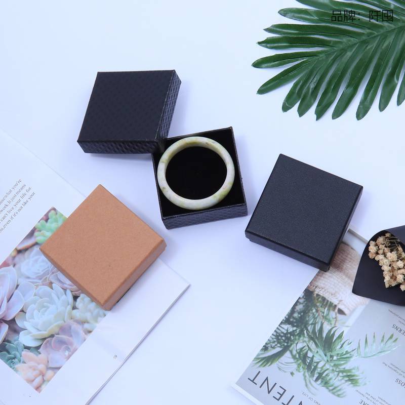 高档黑色牛皮纸首饰包装盒钻石纹手镯项链戒指耳钉盒礼品盒批发