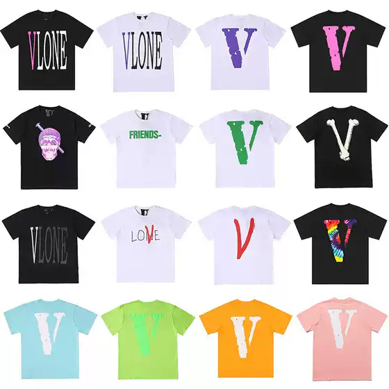 Vlone Short-Sleeve Large V Hiroshi Fujiwara Wang Yibo Same Style Loose Couple Unisex Reflective T-Shirt Summer Drop Shipping