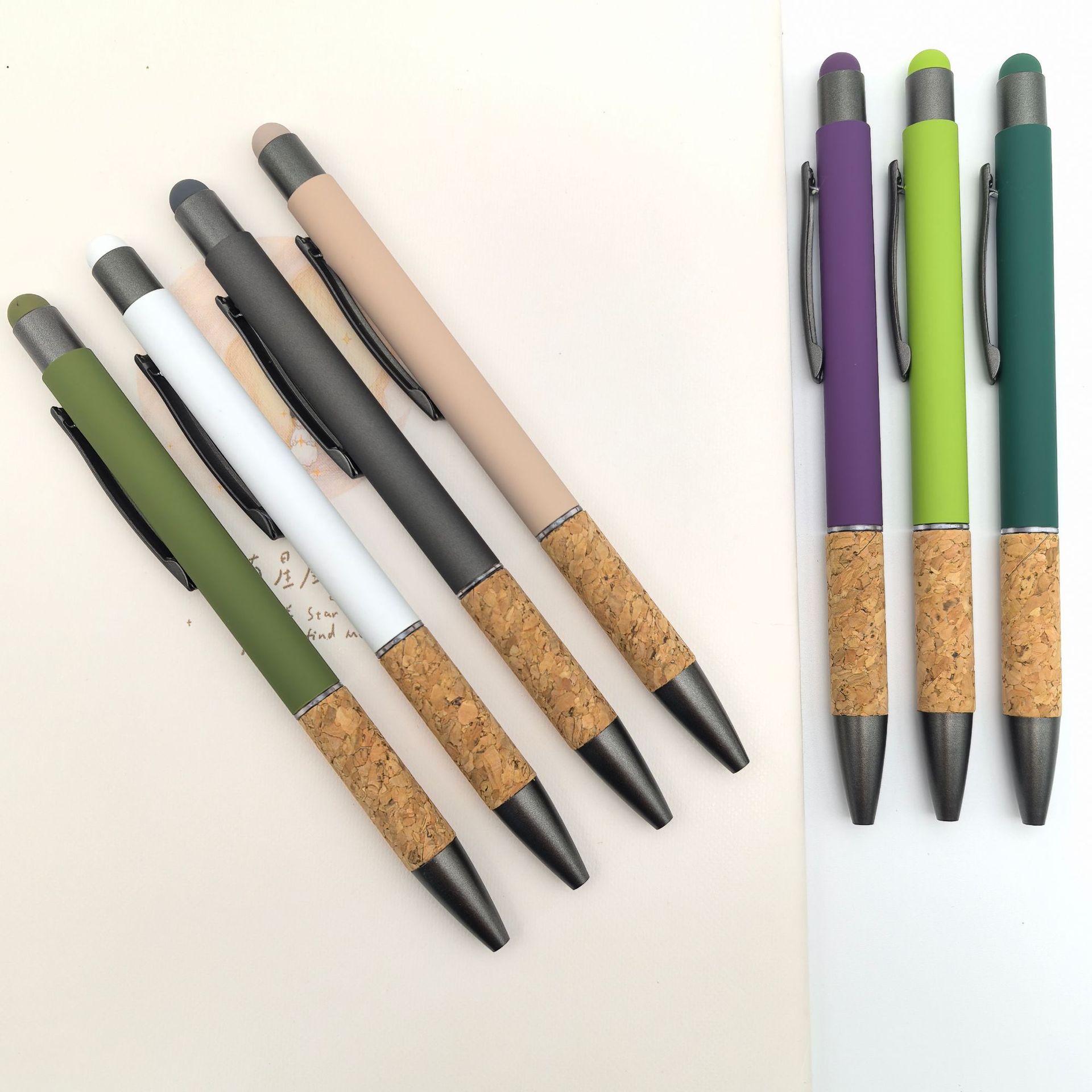 Bolígrafo de metal de color transfronterizo logotipo personalizado bolígrafo de publicidad de metal de corcho empuñado bolígrafo de regalo