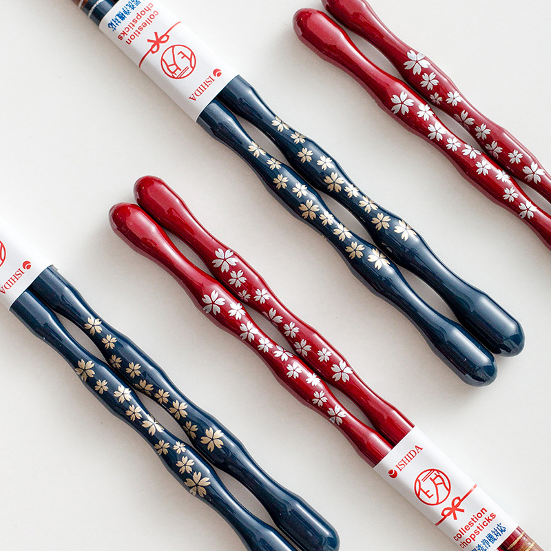 Ishida (ishida) Japan Imported Pointed Log Cherry Blossom Chopsticks Household Non-Slip Paint-Free Dishwasher