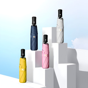 Fully Automatic Folding Umbrella for Men and Women, Sun Umbrella with Black Coating, Umbrella with Logo Printing, Advertising Umbrella, Sun Protection