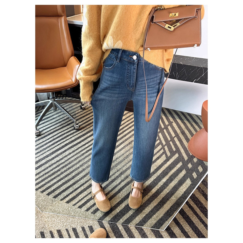 Straight-Leg Number One! ~ Petite Cropped Baguette Pants for Women, New Autumn High-Waisted Slim Straight-Leg Jeans