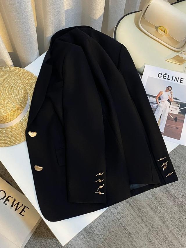 High-End Design Black Suit Jacket for Women, New Spring Style, Simple, Fashionable and Versatile Suit This Year