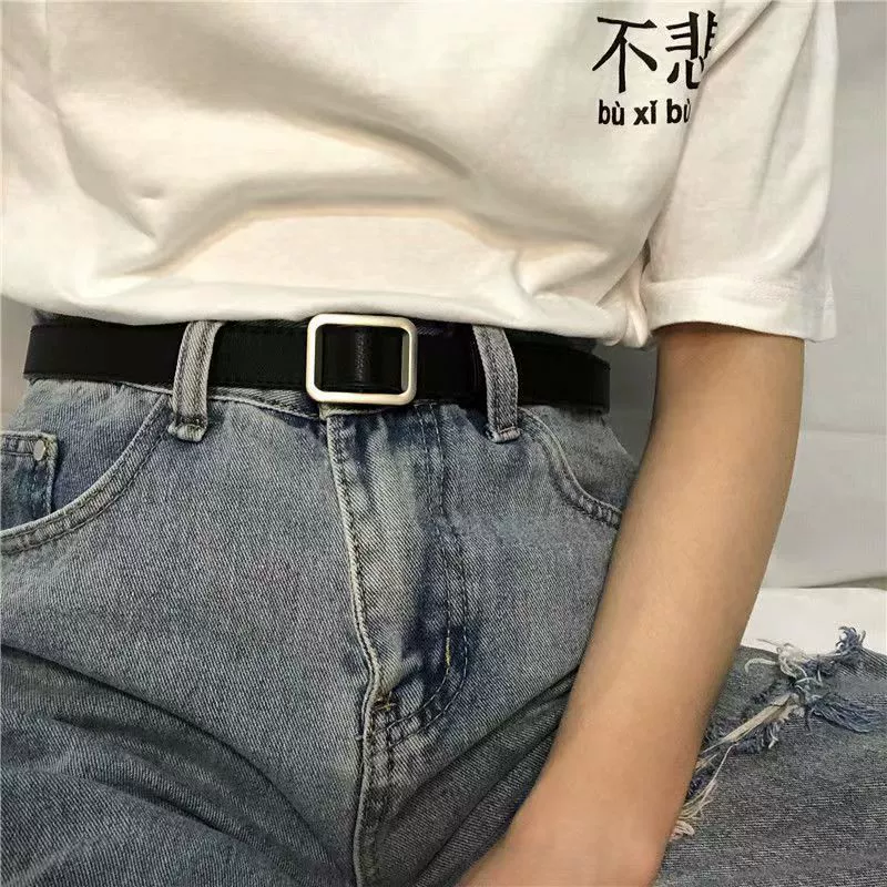 Женский ремень с квадратной пряжкой без перфорации, в наличии, повседневное простое ленивое универсальное джинсовое платье, ремень в Корейском стиле, женский ремень