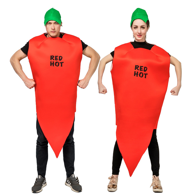 Halloween traje de la pareja de pimiento rojo mono con sombrero parodia etapa papel partido ropa