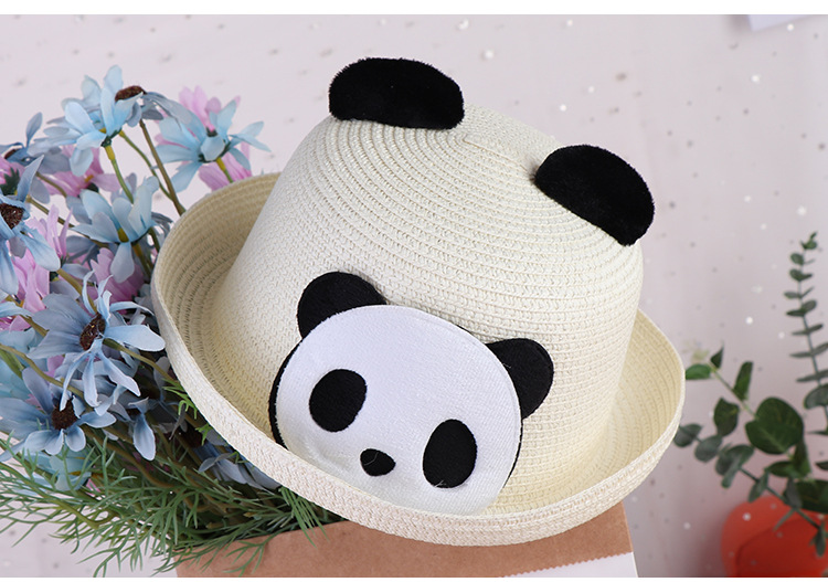 Women's Cute Simple Style Panda Crimping Straw Hat display picture 3