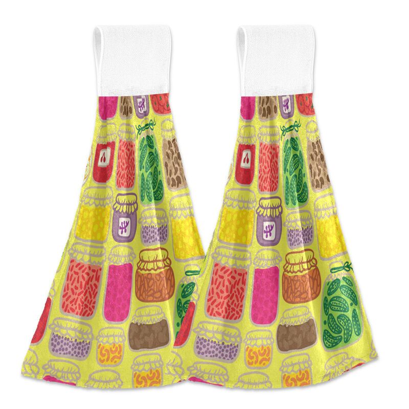 Jam Sauce Pattern Kitchen Bathroom Laundry Room Hand Towel Hanging Towel with Hanging Ring Dishwashing Cloth Absorbs Water