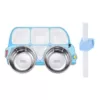 Detachable blue bus, dinner plate, straw