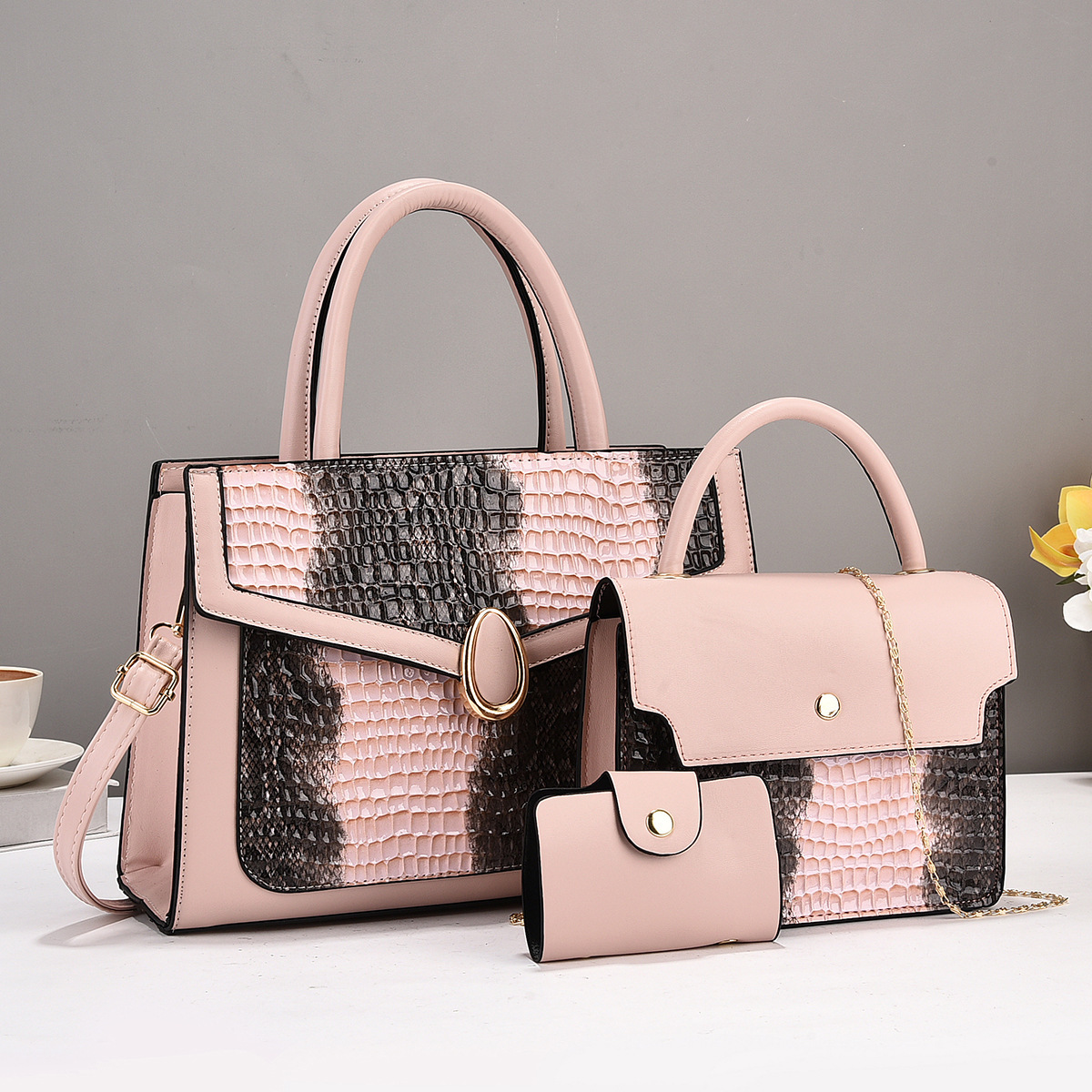 Zipper, Buckle Closure Type Single Shoulder Strap Strap Type Bag Sets, Handbag Bags Type Women's Pu Leather Color Block Vintage Style Classic Style Square Zipper Buckle Bag Sets Handbag