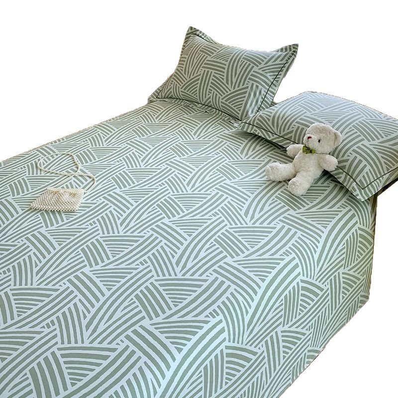 Sábana de tela gruesa vieja gruesa de una sola pieza de algodón puro 100 algodón lino algodón lino verano fresco edredón individual traje de dormitorio de tres piezas