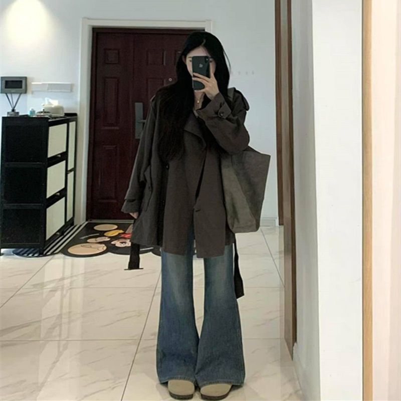 小个子巨好看棕色风衣外套女2025秋季新款宽松韩版高级感韩系短款|undefined