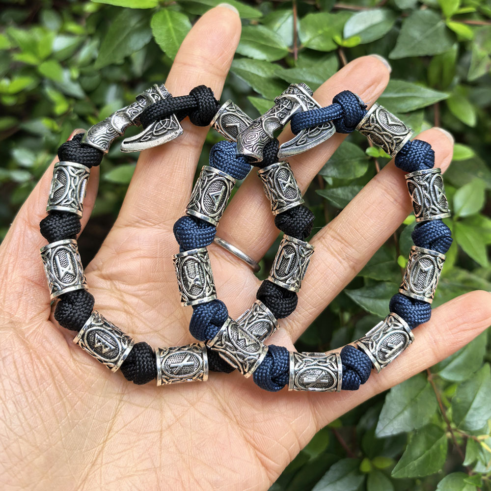 Independent Station Cross-Border Paracord Viking Rune Beads with Viking Hammer Handmade Bracelet