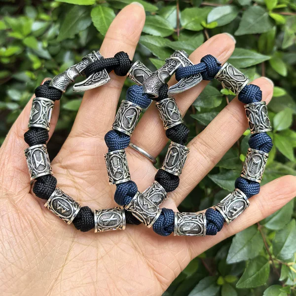 Independent Station Cross-Border Paracord Viking Rune Beads with Viking Hammer Handmade Bracelet