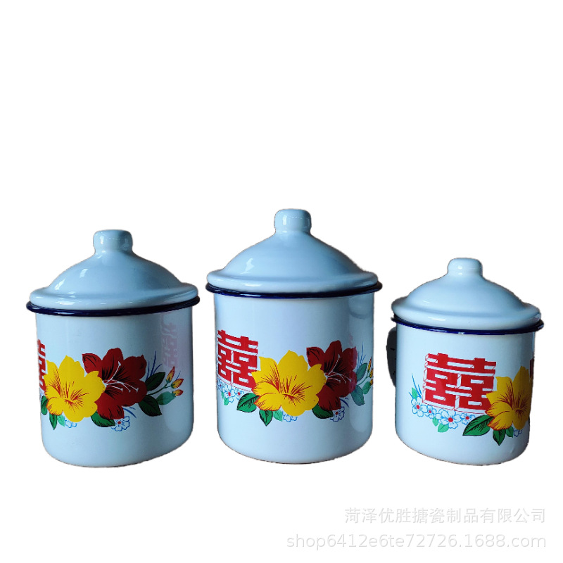 Taza de esmalte de borde grueso, taza de agua de estilo antiguo, se puede imprimir logotipo nostálgico, taza de hierro, taza de hierro, taza al por mayor image 5