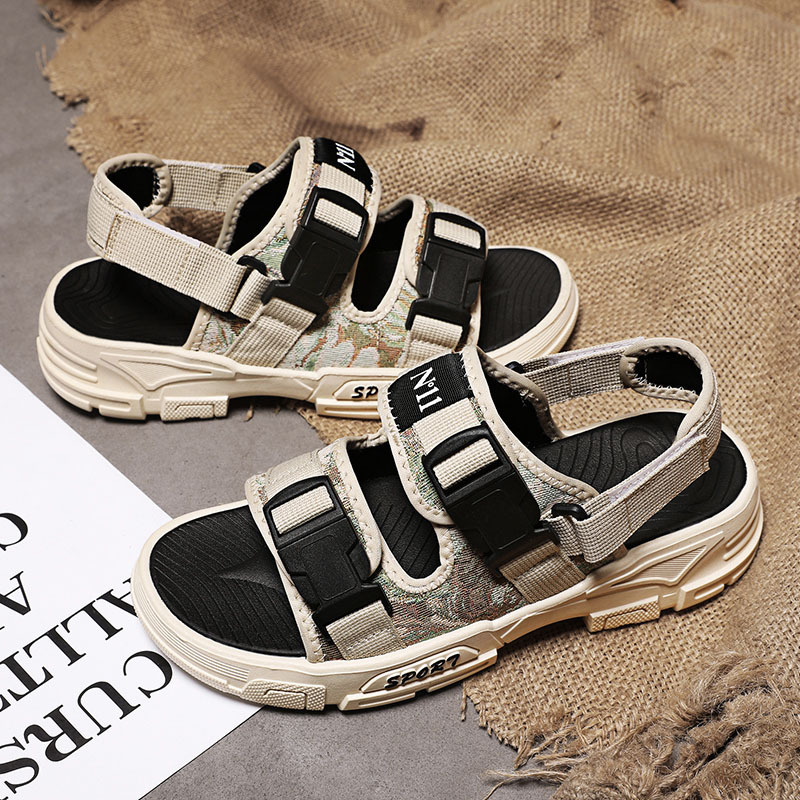 Verano transpirable juveniles sandalias casuales versátiles viajes de playa hebilla zapatos de playa hombre