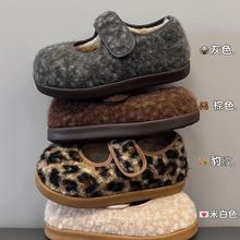 巨萌猫爪可爱厚底勃肯鞋女2025秋冬加绒保暖百搭防滑休闲乐福单鞋