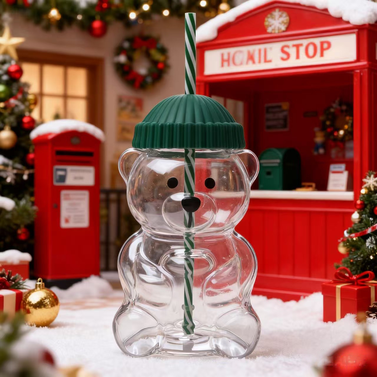Holiday Teddy Bear Cup - Taza de café Beanie Lid