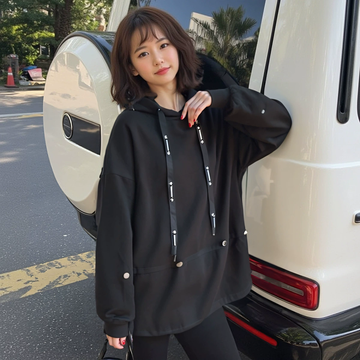 Худи для отдыха осень, толстовка в корейском стиле oversize свободный крой средней длины