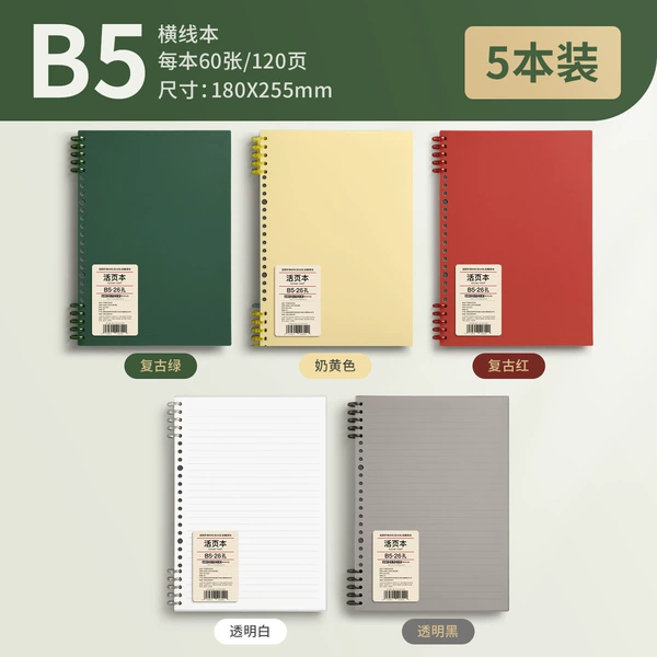 B5•5 books • Green + Yellow + Red + White + Transparent Black Each book has 120 pages