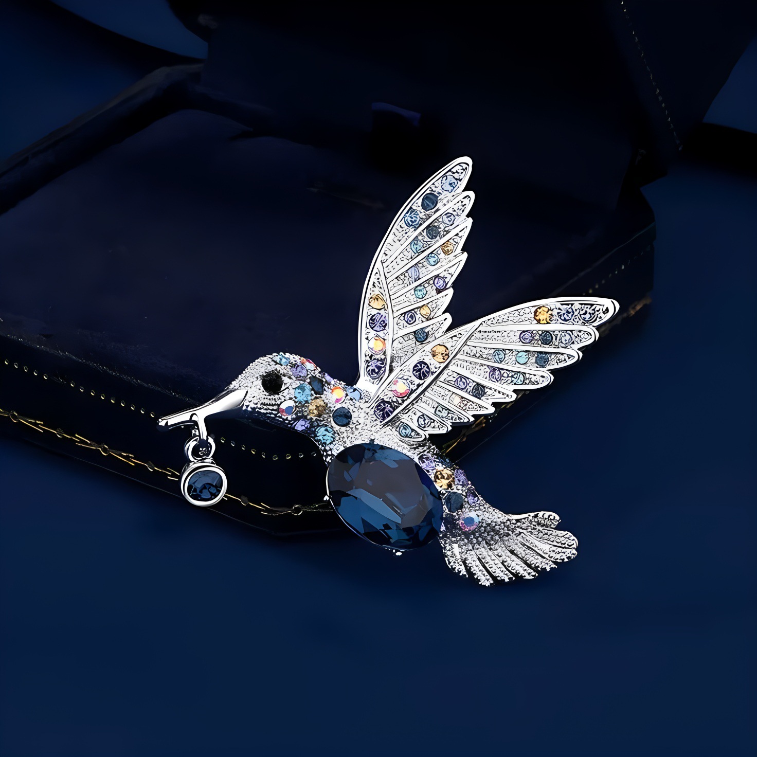 Spilla da donna di alta gamma con colibrì, in stile europeo e americano, dal design elegante e raffinato, perfetta per completare un abito._voghion.com