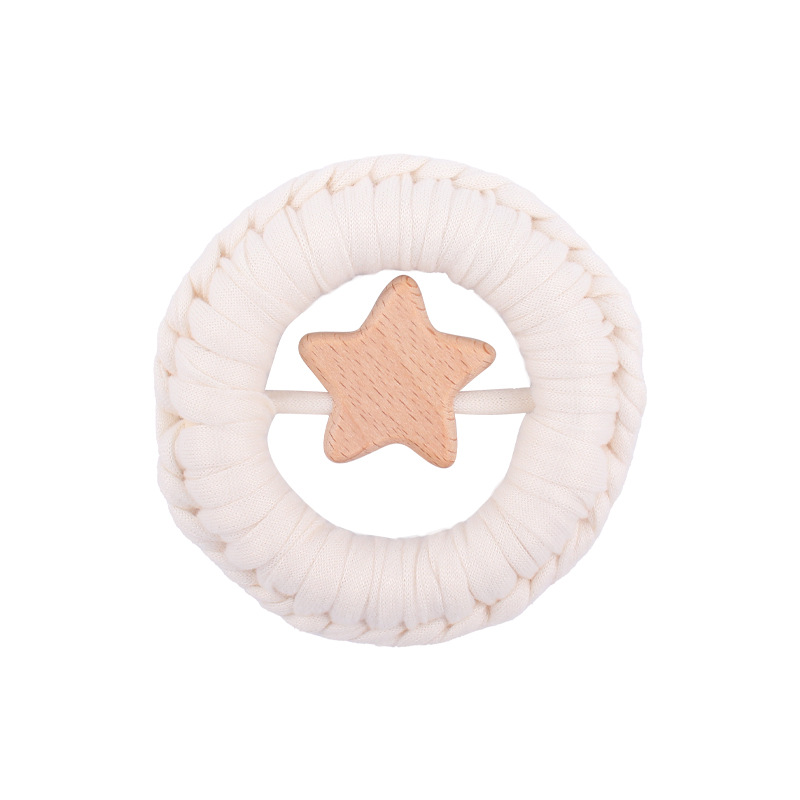 Nuevo bebé suministros de dibujos animados estrella mordedor hecho a mano algodón tejido sonajero juguete agarre ejercicio bebé