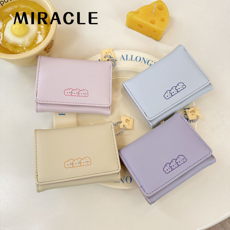 [Galleta de queso] manruike titular de la tarjeta de las mujeres lindas creativo corto tríptico Monedero billetera mujeres