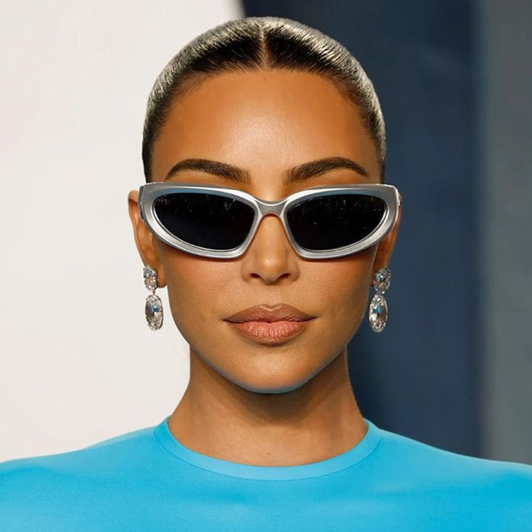 Solid Color Pattern Women'S Gender Fashion Solid Color UV400 Protection Resin Oval Frame Full Frame Women's Sunglasses