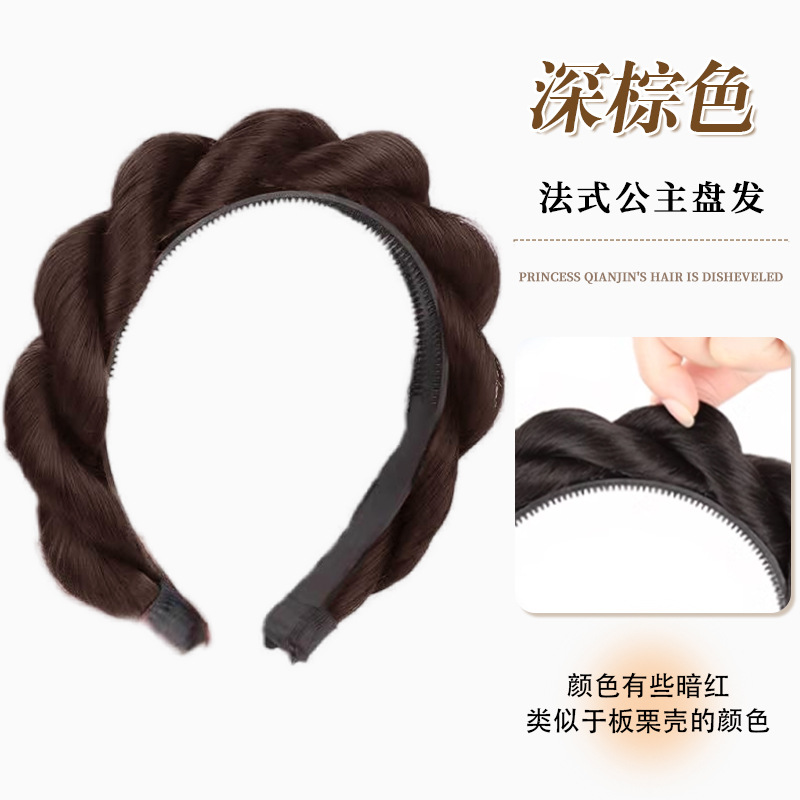 Perruca de cabello de la princesa de oro de la cabeza de las mujeres, la red de rojo aumenta la parte superior del cráneo trenzado, trenzado, perruca antigua